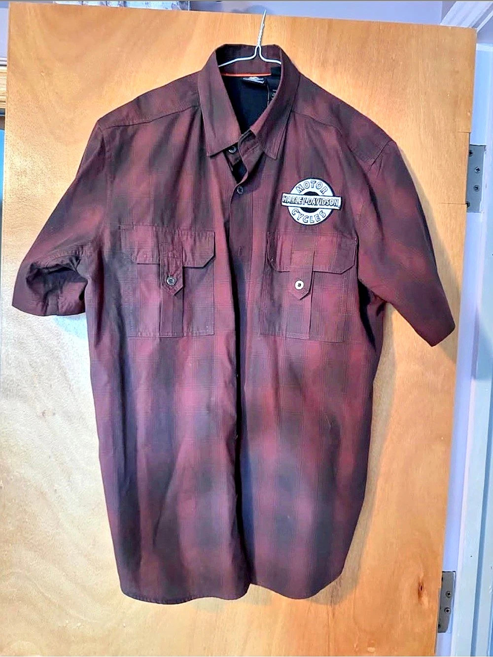 Harley-Davidson Genuine MotorClothes Burgundy Biker Shirt – Men’s Large